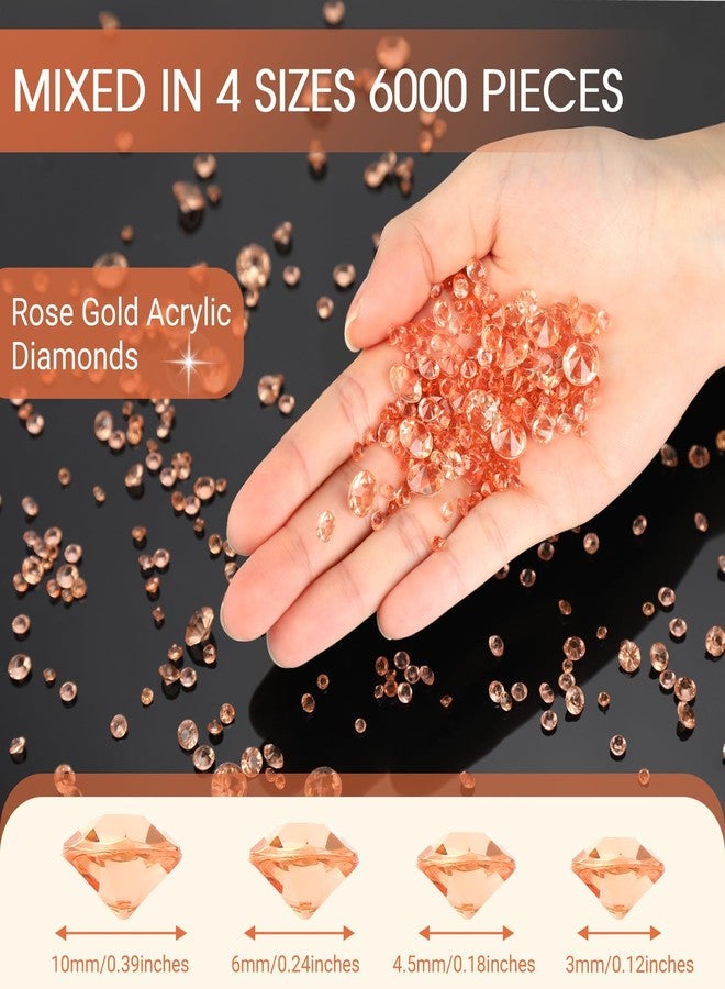 Milifox 6000 Pieces Acrylic Diamond Gems Rose Gold Fake Crystals Vase Filler Diamond Table Scatter Confetti Crystals Small Fake Plastic Gems Acrylic Vase Filler for Wedding Party Decoration - Image 2